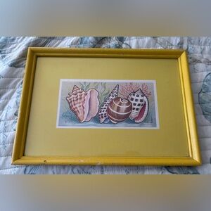 Seashell Art Print in Yellow Frame Intercraft